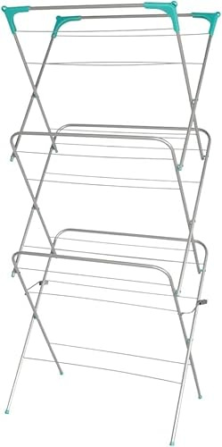 UTTAM Clothes Airer Alloy Steel Foldable Design : Sturdy with Corner Hooks and Sock Dryer - 15M / 15KG Drying Capacity (1, Grey)