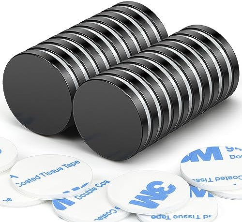 Wukong Black Strong Magnets, 20x3 mm | 20 Pack Heavy Duty Round Magnets for Fridge, Crafts, Pin Board, Notice Board, Office Crafts