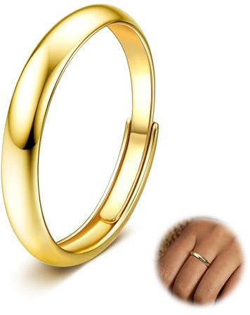 Diamday Damen Ringe Gold 14K Gold Filled Band Hochzeit für Frauen Gold Stacking Ringe Einfach Plain Dome Stapelbar Gold Statement Dünner Daumen Ring Pinky Ring 3/4/5/6MM