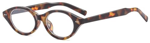 LJCZKA Katzenauge Blaulichtfilter Brille Damen, Kleine Cateye Brille Ovale Blaulichtfilter Brille Anti-Müdigkeit für Handy, Lessen, Computer und TV (Leopard Klar)
