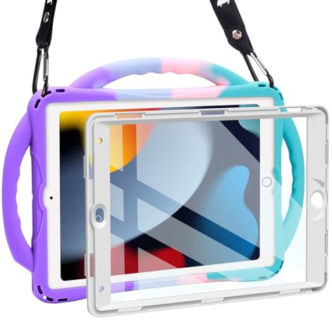 TOPESCT Étui pour Enfants pour iPad 10,2 9e/8e/7e génération – Fabriqué en Silicone adapté aux Enfants, avec Protecteur d'écran intégré, poignée Antichoc pour iPad 9/8/7 Gen 10,2