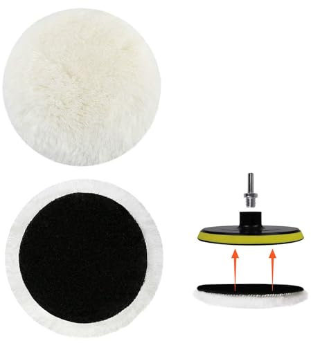 2 Stück Polieraufsatz Akkuschrauber Auto,Polierscheibe Akkuschrauber Set,Polierset Akkuschrauber Polieraufsatz Bohrmaschine,Polieraufsatz Winkelschleifer,Polierpads Lammwoll-Polierhauben