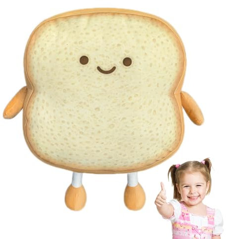 GGesii Toastbrot Kissen, 18 cm Toastbrot Kuscheltier, Vakuumkissen Toast Brot Kissen, Waschbar Lustiges Toastkissen, für die Dekoration von Wohn- und Schlafzimmern (Glücklich S)