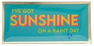 Gift Company Love Plates, Glasteller L, Motiv: I've got Sunshine on a Rainy Day, türkis, 10x0,8x21cm