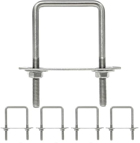 duoyif U Bügel U-Schrauben 45mm x 80mm M6 5 Sätze Vierkant U-Bolzen | U-Bolts Edelstahl Mit Muttern Rahmenplatte Runde Unterlegscheiben, U Bügelbolzen Für Rohr Befestigung Auto Abschleppen