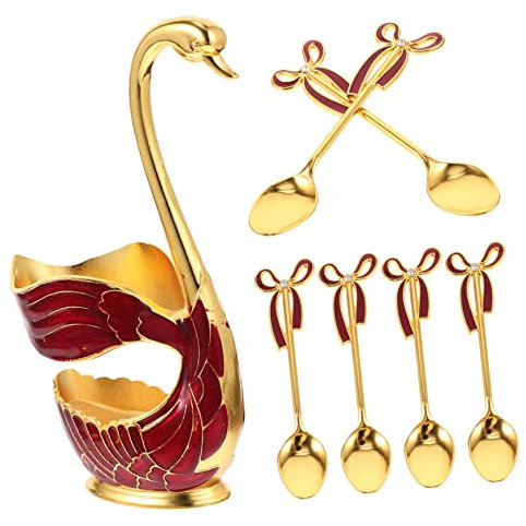 ULTECHNOVO Swan Dessert Spoon Metal Spoons for Cake Serving Holder Kitchen Supplies for Home Use