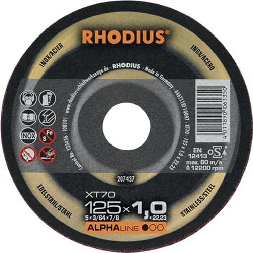 RHODIUS ALPHAline XT70 Extradünne Trennscheibe 125 x 1,0 x 22,23 mm 100 Stück 100 Stk
