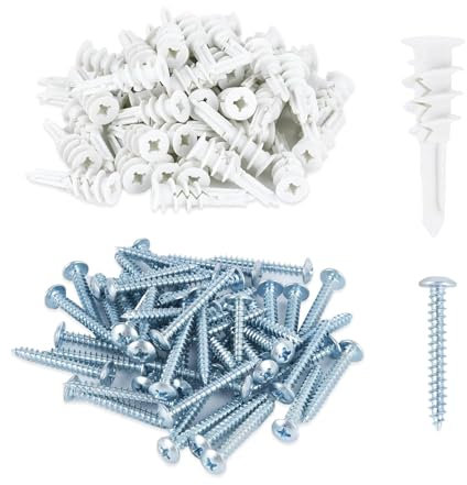 MANICAF Lot de 60 chevilles pour isolant - 41 mm - Chevilles pour isolation - Chevilles auto-perceuses - Chevilles pour cloison sèche - Pour plaques de plâtre (30 chevilles de façade, 30 vis)