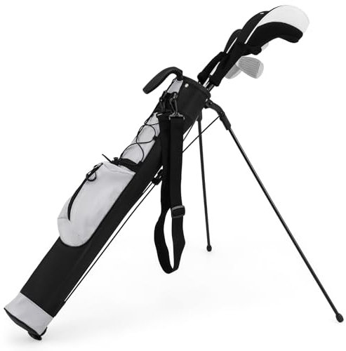 COSTWAY Golf Stand Bag, Lightweight Golf Cart Bags with Shoulder Strap, Pocket and Bottle Holder, Golf Trolley Bag for The Driving Range, Par 3 and Executive Courses (Grey)