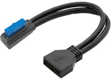 chenyang Cavo di prolunga USB 3.0 da 23,9 cm, 19/20 pin, da maschio a femmina, connettore per scheda madre ad angolo retto di 90 gradi