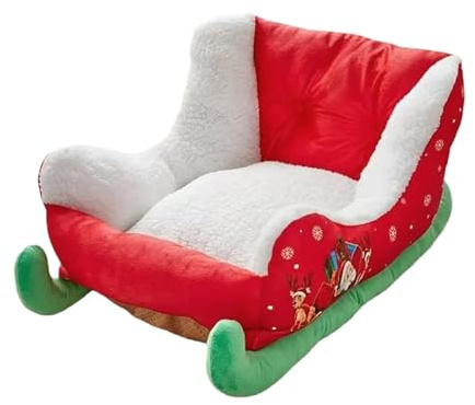 Mozeuu Warmes Weihnachts-Schlitten-Plüsch-Katzenbett - Haustierschlafnest Für Katzen & Welpen, Innen & Außen