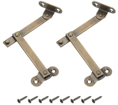 QUARKZMAN 2 Stück Deckelklappstütze 3 x 2 Deckelhalter Scharnier Bronzeton | Deckelstütze Displayhalterung Aufklappstütze, Messing, Für Schrank Holzbox Kleiderschrank Garderobe