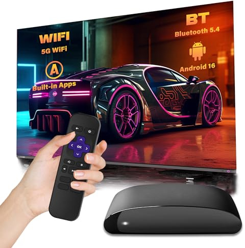 Android TV Box 16.0, HD Smart TV Box, H313 Quad-core, 2.4GHz+5GHz Dual WiFi & Bluetooth 5.4, Portable Media Player for Home Theaters/Travel/Outdoor(2+8GB)