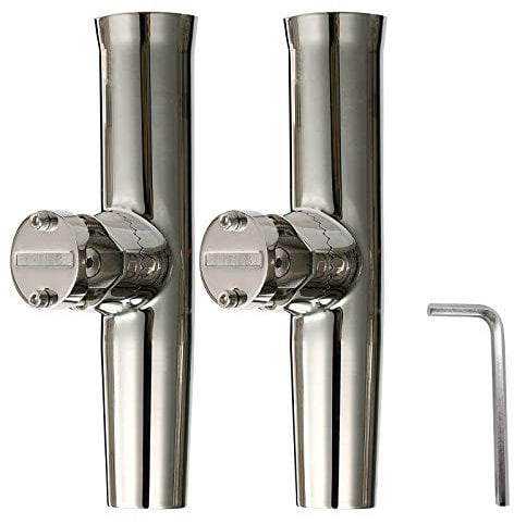 Amarine-made (2x) Stainless Tournament Style Clamp on Fishing Rod Holder for Rails 1 to 1-1/4 Rail Mount Rod Holder