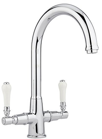 Milano Elizabeth Traditional Kitchen Sink Mixer Tap Swivel Spout Lever Handles - Chrome