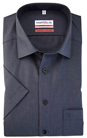 Marvelis Herren Businesshemd Kurzarm Modern-Fit,Chambray,New Kent