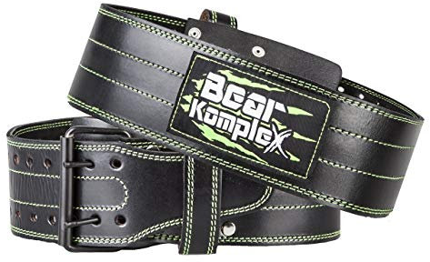 Bear KompleX Ceinture d'haltérophilie réglable en Cuir véritable avec Boucle en Acier à 2 Griffes - Soutien du Bas du Dos pour Homme ou Femme (Green, Large)