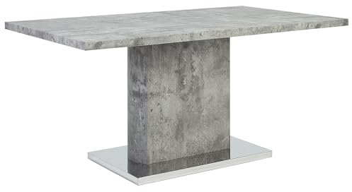 Esstisch für 6 Personen Betonoptik grau rechteckig 160x90 cm mit Sockel Pasadena