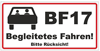 Aufkleber, BF17 Begleitetes Fahren, 20 x 10 cm