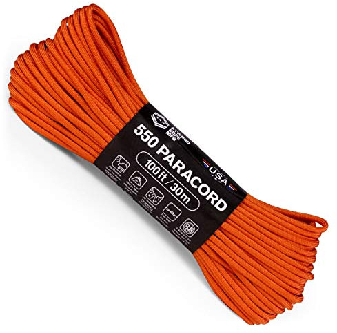 Atwood Rope MFG 550 - Cuerda de paracaídas de Nailon de 100 pies de 7 hebras para Exteriores, Equipo de Supervivencia Fabricado en Estados Unidos | Cordones, Pulseras, envolturas de Mango,