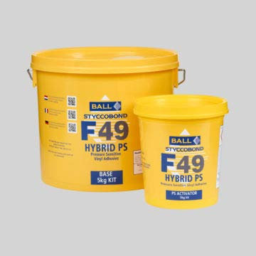F BALL F49 Hybrid PS Temperature Tolerant Pressure Sensitive Vinyl Adhesive 5KG + Free Trowel