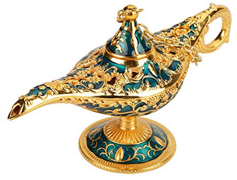 Estink Genie Licht Lampe, Metall Geschnitzt Wunsch Licht Lampe Hohlen Dekoration, 12 x 4.5 x 6.5cm (Golden Lace Blue)