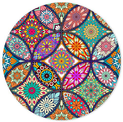 ITNRSIIET Mouse Pad with Stitched Edge, Mouse Mat Premium-Textured, Waterproof, Non-Slip Rubber Base Round Mousepad for Laptop Computer PC Office, Cute Design Desk Accessories, Mandala