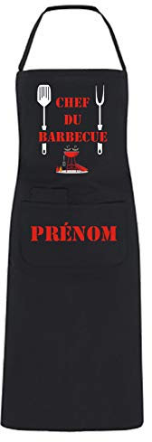 YONACREA - Tablier de Cuisine PERSONNALISABLE - Chef du Barbecue - NOIR
