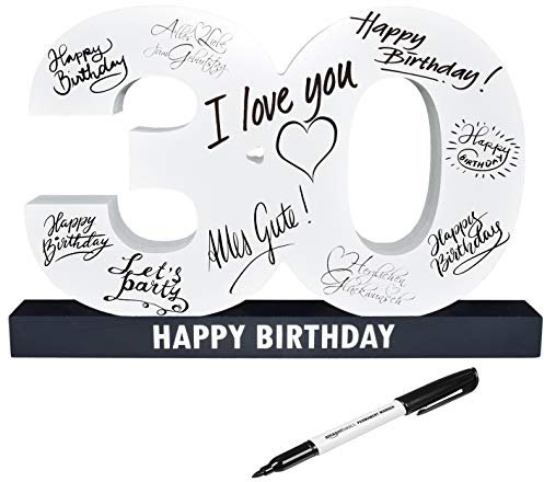 CREOFANT XL Gästebuch 30. Geburtstag · Gästebuch Happy Birthday · 37 x 24 x 4 cm · 30. Geburtstagsgeschenk · Geschenkidee 30 Geburtstag