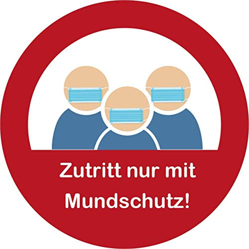Zutritt nur mit Mundschutz Aufkleber Ø 10 cm (wetterfest)