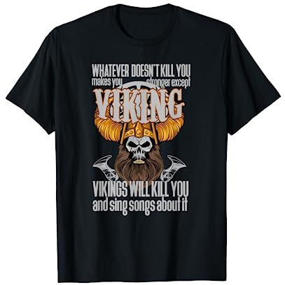 Viking Warrior Skull Axe Raven Walhalla Gift T-Shirt