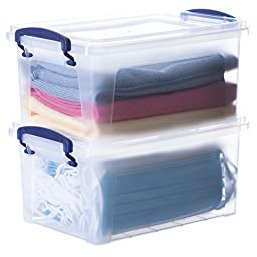 Superio Clear Plastic Storage Bins with Lids- Stackable Organizer Storage Container For Home, Garage, Closet, or Locker in the Dorm, Use for Clothes, Food, Toys, Accessories (3 qt, 2 Pack)