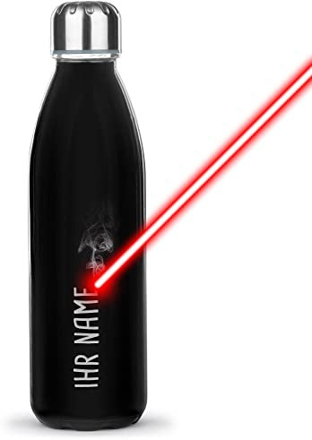 PR Print Royal Trinkflasche mit Gravur selbst gestalten - mit Name gravieren - Glasflasche, Wasserflasche BPA-frei, Camping, Schule, Sport I Personalisiertes Geschenk, Lasergravur, 650 ml, schwarz