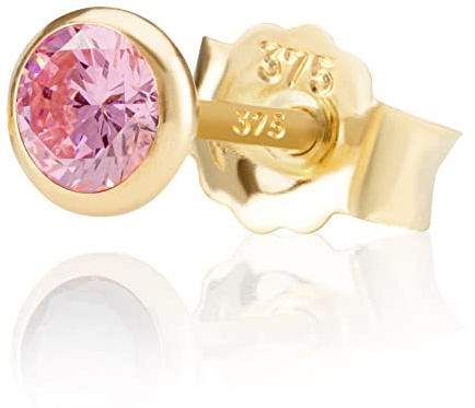 NKlaus Einzel 5,0mm 375 Gelb Gold 9 Karat Ohrstecker Zirkonia Butterfly Verschluss Damen Mädchen