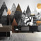 XTSWallpaper Fototapete 3D Effekt 200X150Cm Grau Berge Sonne Wandtattoo Wandaufkleber Tapete Fototapete 3D Effekt Wandbild Wandtapete Hauptdekorationen Für Wohnzimmer Schlafzimmer