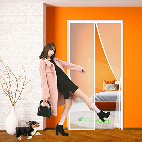 CGUOZI Zanzariera Magnetica Finestre, 215 x 235 cm Zanzariere a Rullo Rete Anti Insetti Totalmente Magnetica per Ingresso,Porte, Cortili Bianco
