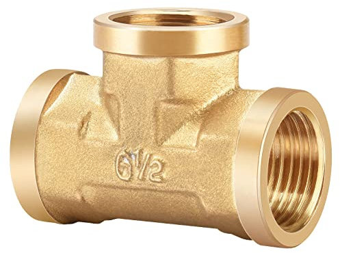 Nutmanel T-Stück Messing 1/2 Zoll Innengewinde, T-Stück IG/IG/IG aus Messing, Messing Fittings für Rohrverbindungen