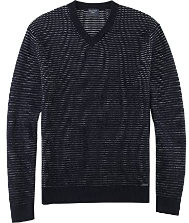 OLYMP Herren Pullover V-Ausschnitt Strick,Uni,modern fit,Marine 18,M