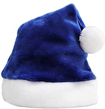 Weihnachtsmannmütze, bunt, kurz, Plüsch, lustige Weihnachtsmützen, verdickt, verlängerte Weihnachtsmann-Mütze, Weihnachtsmütze für Erwachsene (blau, 40 cm x 30 cm x 5 cm)