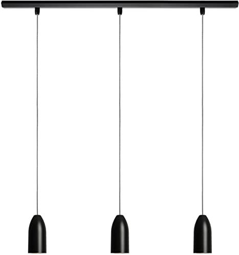 Buchenbusch urban design Hängeleuchte schwarz drei Lampen (33 Kabelfarben) Esszimmer Tisch offene Küche Textilkabel höhenverstellbar inkl. LED dimmbar blendfrei edel black edition