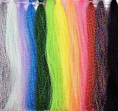 10/12 Packs Mehrere Farben Kristall Flash Line für Fliegenfischen Fliegen Binden Materialien (A-Mehrere Farben -12 Packs)