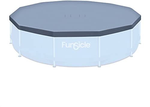 Funsicle 12ft Round Frame Seasonal Debris Above Ground Swimming Pool Cover with Drain Holes and Adjustable String Lock, Accessory Only, Gray