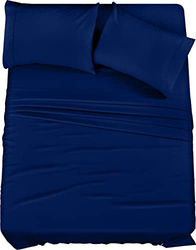 Utopia Bedding Queen-Bettwäsche-Set, 4-teilig, gebürstete Mikrofaser, schrumpft und lichtbeständig, pflegeleicht (Queen-Size-Bett, Königsblau)