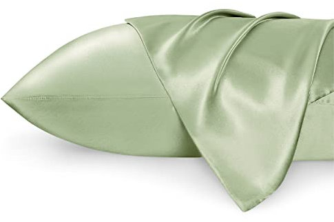 Bedsure Satin Pillowcase for Hair and Skin - Similar to Silk Pillowcase, Cooling Pillow Cases 2 Pack with Envelope Closure, Gifts for Women, Queen & Standard Size 50x75 cm, Laurel Green