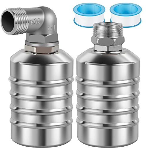 2 Stück Wasserstandskontroll-Schwimmerventil 304 Edelstahl, vollautomatisches Mini-Schwimmkugelhahn, automatische Abschaltung, Wassertank-Controller-Ventil (1,27 cm seitlicher Wassereinlass und 1,9 cm