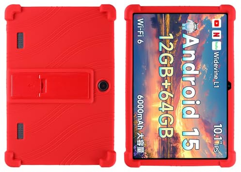 YHFZR Hülle für BMAX Tablet I9 Plus 10,1 Zoll, Leicht Silikon Weich Kindgerechte Hülle mit Standfunktion für BMAX Tablet I9 Plus 10,1 Zoll, Rot