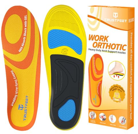 Trustfeet Work Orthotic Insoles, Plantar Fasciitis High Arch Support Insoles for Man Women, Anti Fatigue Relieve Foot Pain Work Boot Shoes Inserts for Standing All Day-L