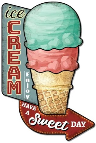 GLOBLELAND Enjoy Ice Cream Vintage Metall-Blechschild Retro Eiscreme Plakat Metall Wand Dekorative Blechschilder für Zuhause Kaltgetränke Shop Restaurant Café Club Bar Dekoration