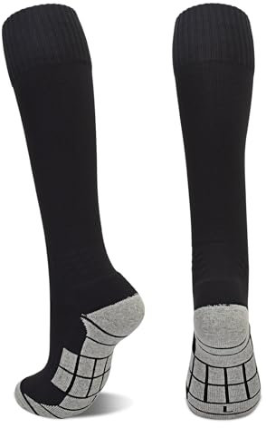 ARERWA Fußballsocken Kinder -1 Paar Extra Lange Atmungsaktive Gepolsterte Kompressionssocken Rutschfeste Sockenstutzen für Outdoor Sport Wandern Laufen Gehen 34-38 Kinder Herren Damen