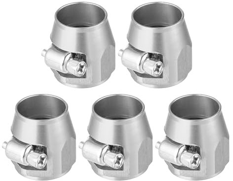 X AUTOHAUX 5 Pcs AN8 Hex Car Hose Finisher Pipe Clamp with Screw Silver Tone